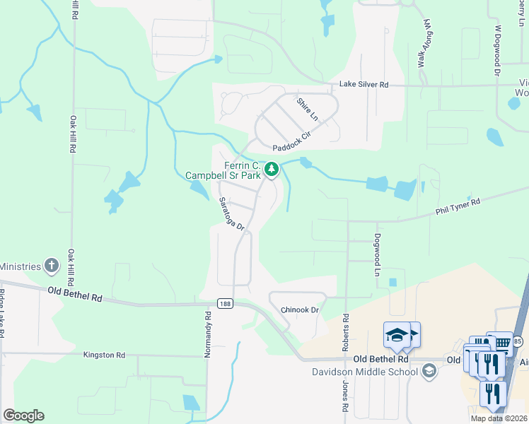 map of restaurants, bars, coffee shops, grocery stores, and more near 5859 Hunting Meadows Drive in Crestview