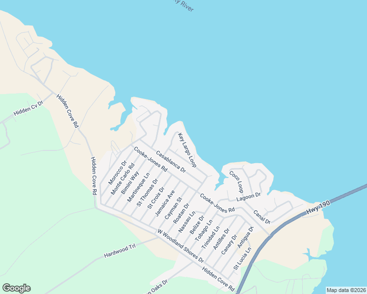 map of restaurants, bars, coffee shops, grocery stores, and more near 260 Key Largo Loop in Point Blank