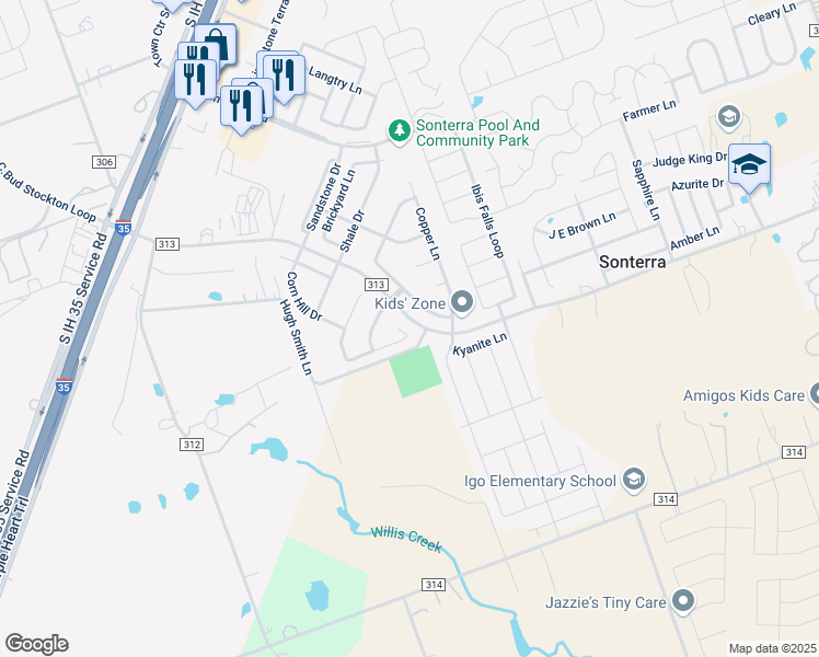 map of restaurants, bars, coffee shops, grocery stores, and more near 240 Coal Drive in Jarrell