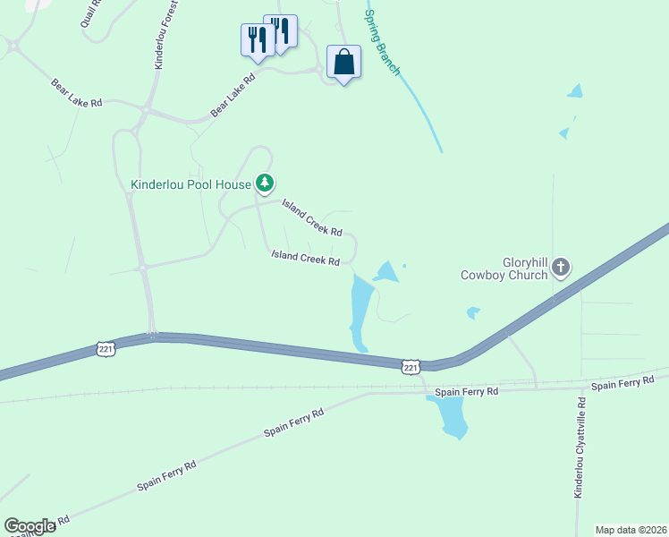 map of restaurants, bars, coffee shops, grocery stores, and more near 3965 Island Creek Road in Valdosta