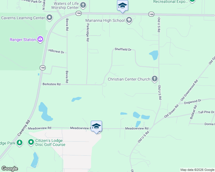 map of restaurants, bars, coffee shops, grocery stores, and more near 4705 Berkshire Road in Marianna