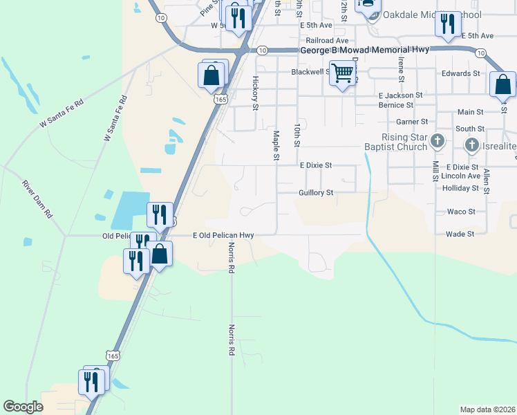map of restaurants, bars, coffee shops, grocery stores, and more near 201 Newport Drive in Oakdale