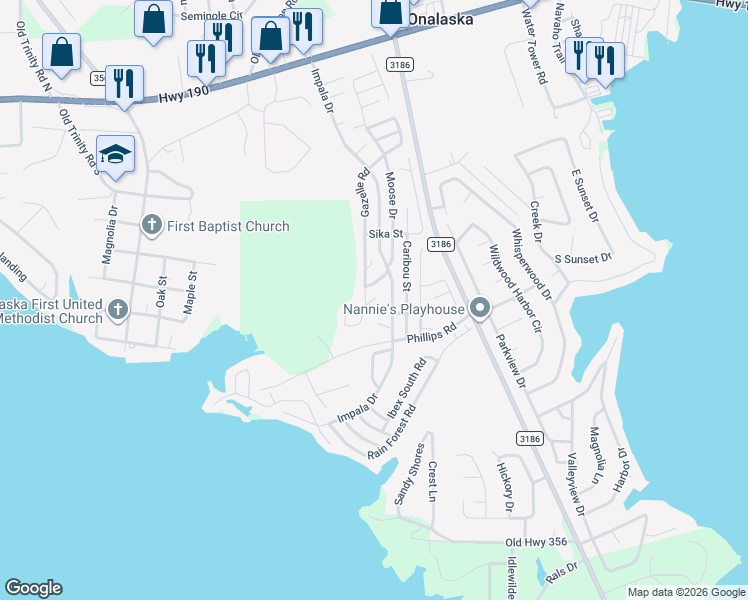 map of restaurants, bars, coffee shops, grocery stores, and more near 135 Alligator Rd in Onalaska