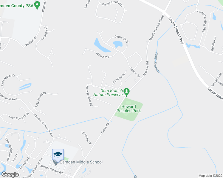 map of restaurants, bars, coffee shops, grocery stores, and more near 107 Almond Circle in Kingsland