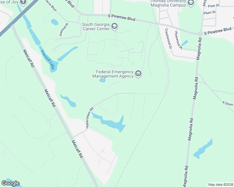 map of restaurants, bars, coffee shops, grocery stores, and more near 401 Habersham Road in Thomasville