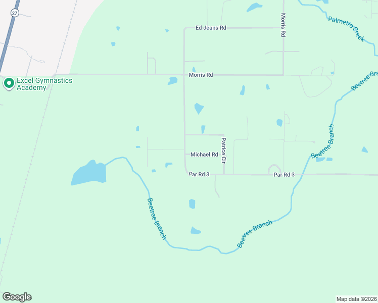 map of restaurants, bars, coffee shops, grocery stores, and more near Patrice Creek in DeRidder