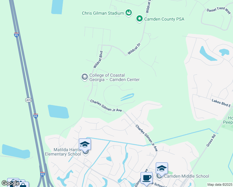 map of restaurants, bars, coffee shops, grocery stores, and more near 129 Lake Manor Drive in Kingsland