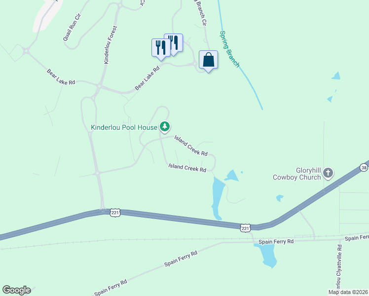 map of restaurants, bars, coffee shops, grocery stores, and more near 3902 Island Creek Road in Valdosta