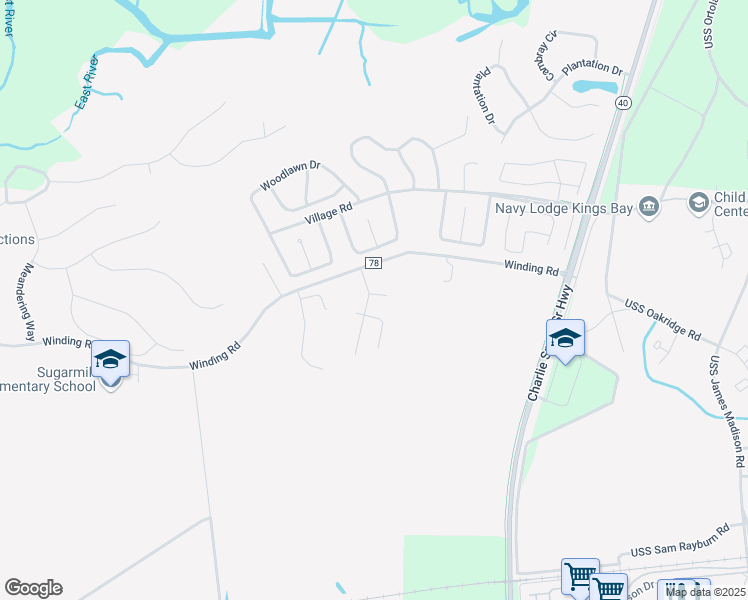 map of restaurants, bars, coffee shops, grocery stores, and more near 79 Silver Fox Drive in Saint Marys