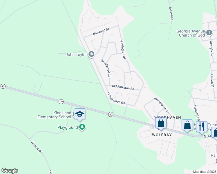 map of restaurants, bars, coffee shops, grocery stores, and more near 125 Old Folkston Road in Kingsland