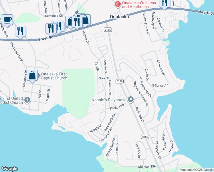 map of restaurants, bars, coffee shops, grocery stores, and more near 140 Jaguar-South in Onalaska