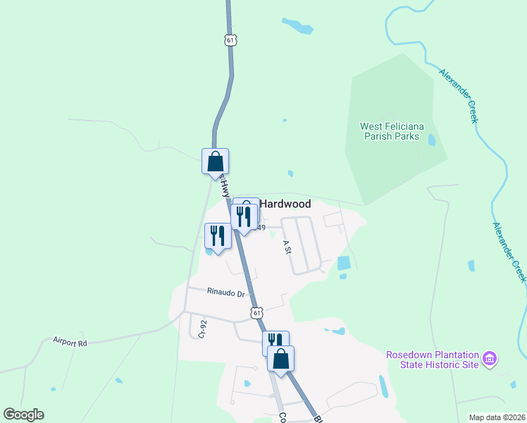 map of restaurants, bars, coffee shops, grocery stores, and more near in Saint Francisville