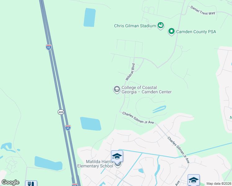 map of restaurants, bars, coffee shops, grocery stores, and more near 8001 Lakes Boulevard East in Kingsland