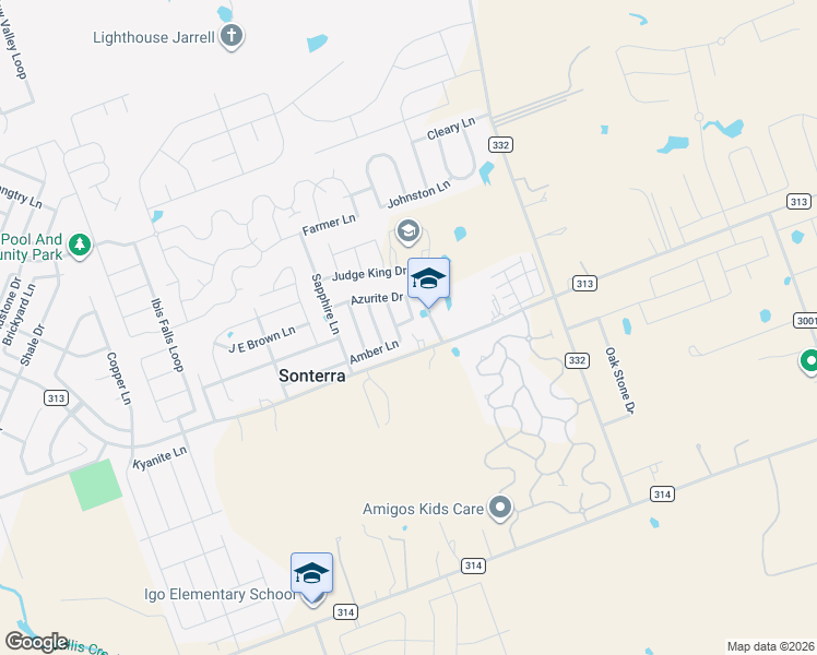 map of restaurants, bars, coffee shops, grocery stores, and more near 100 Azurite Drive in Jarrell