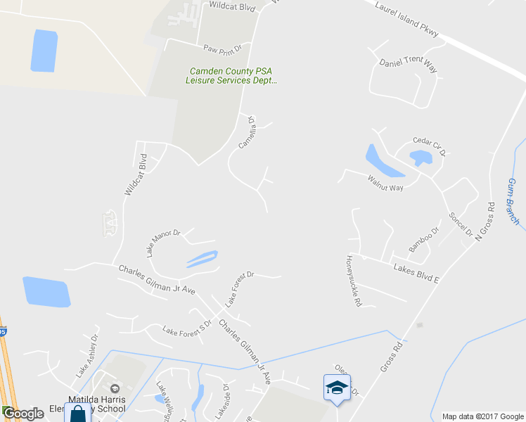 map of restaurants, bars, coffee shops, grocery stores, and more near 152 Camellia Drive in Kingsland