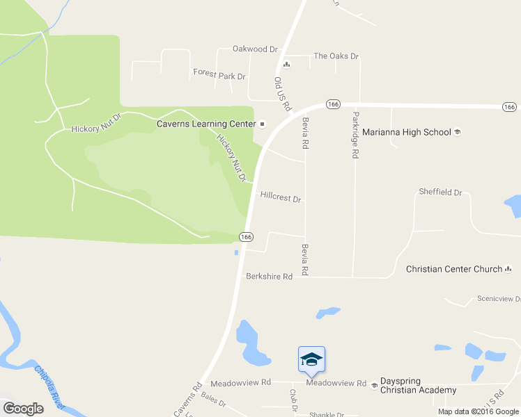 map of restaurants, bars, coffee shops, grocery stores, and more near 3326 Caverns Road in Marianna