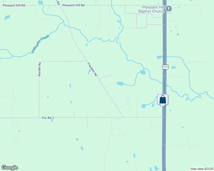 map of restaurants, bars, coffee shops, grocery stores, and more near 2249 Franklin Road in DeRidder