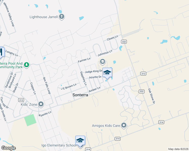 map of restaurants, bars, coffee shops, grocery stores, and more near 304 Judge King Drive in Jarrell