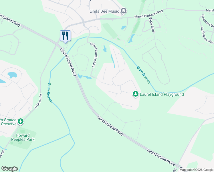 map of restaurants, bars, coffee shops, grocery stores, and more near 268 Laurel Landing Boulevard in Kingsland
