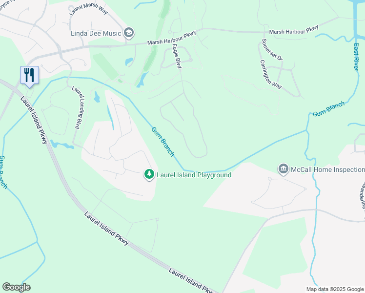 map of restaurants, bars, coffee shops, grocery stores, and more near 533 Eagle Boulevard in Kingsland