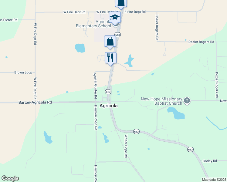 map of restaurants, bars, coffee shops, grocery stores, and more near Don Vincent Drive in Lucedale