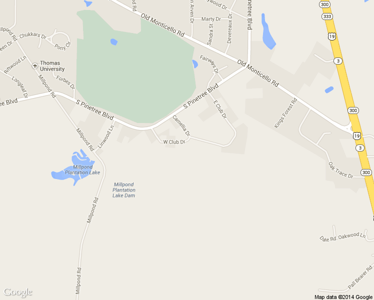 map of restaurants, bars, coffee shops, grocery stores, and more near 117 West Club Drive in Thomasville