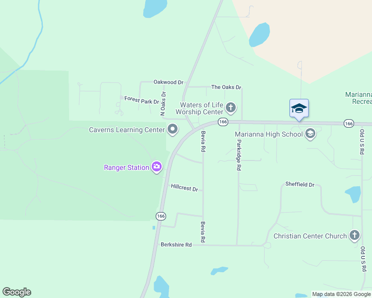 map of restaurants, bars, coffee shops, grocery stores, and more near 4626 Pineview Drive in Marianna