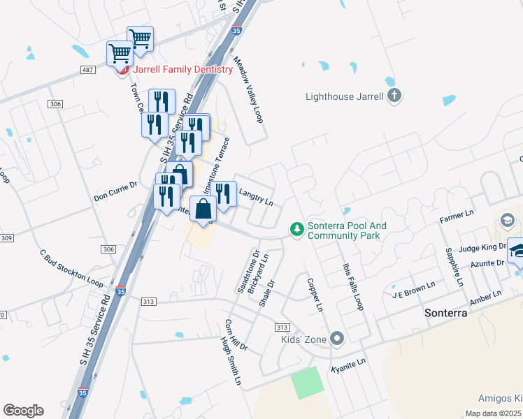 map of restaurants, bars, coffee shops, grocery stores, and more near 100 Flower Smith Lane in Jarrell
