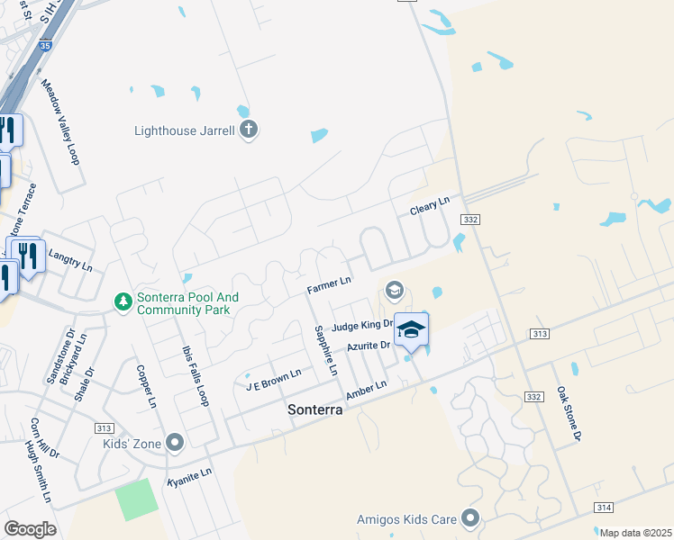 map of restaurants, bars, coffee shops, grocery stores, and more near 1008 Yearwood Cove in Jarrell