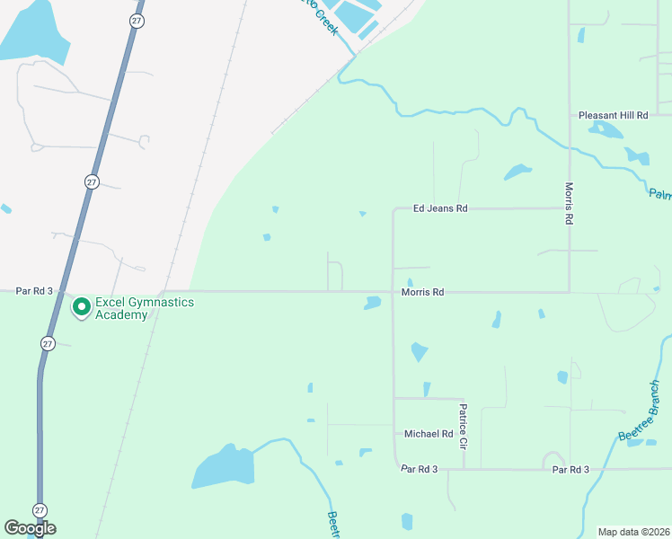 map of restaurants, bars, coffee shops, grocery stores, and more near Granberry Road in DeRidder
