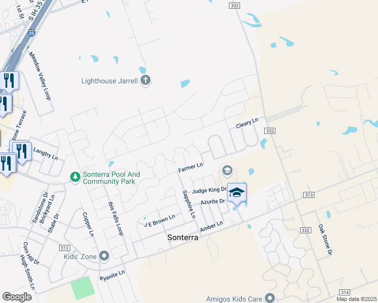 map of restaurants, bars, coffee shops, grocery stores, and more near 1008 Yearwood Cove in Jarrell