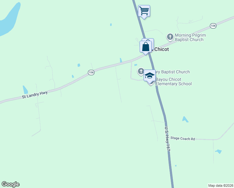map of restaurants, bars, coffee shops, grocery stores, and more near 1116 Jeremy Cole Drive in Ville Platte