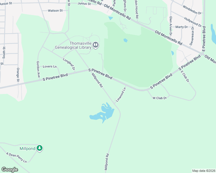 map of restaurants, bars, coffee shops, grocery stores, and more near 1631 Millpond Road in Thomasville