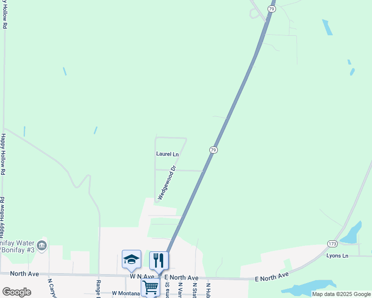 map of restaurants, bars, coffee shops, grocery stores, and more near 112 Wedgewood Drive in Bonifay
