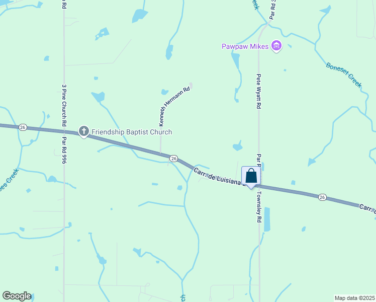map of restaurants, bars, coffee shops, grocery stores, and more near 1780 Louisiana 26 in DeRidder