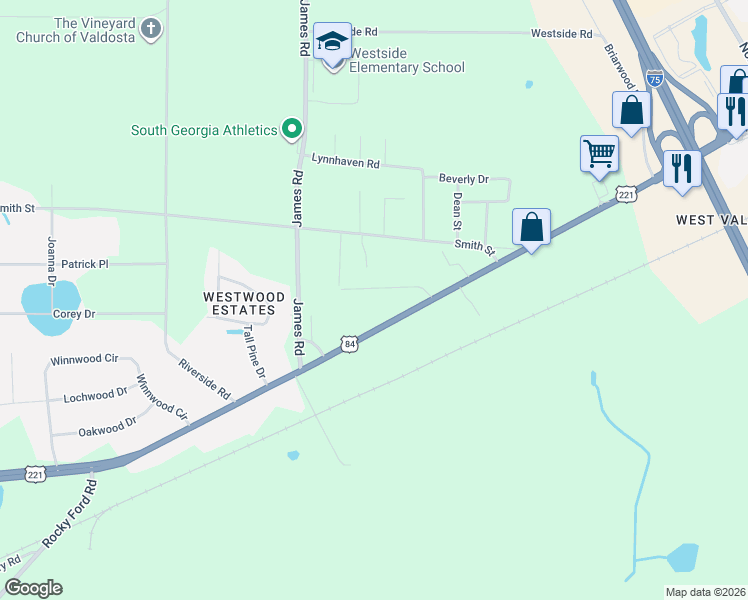 map of restaurants, bars, coffee shops, grocery stores, and more near 2315 Mack Hill Dr in Valdosta