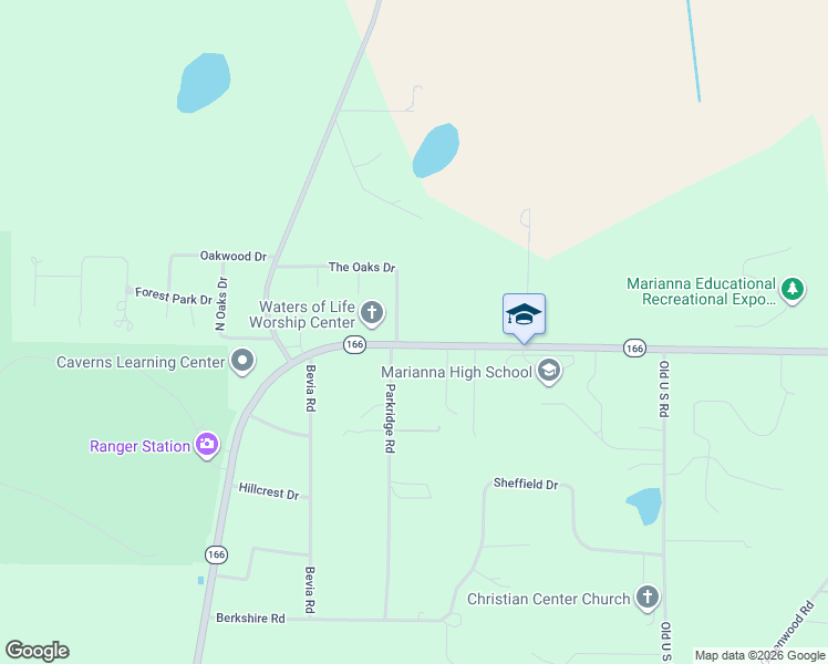 map of restaurants, bars, coffee shops, grocery stores, and more near 3479 Caverns Road in Marianna