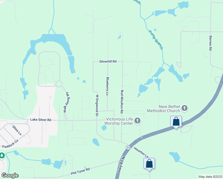 map of restaurants, bars, coffee shops, grocery stores, and more near 6051 Blueberry Lane in Crestview
