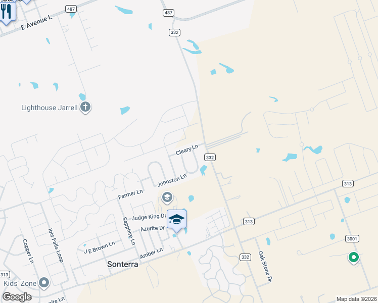 map of restaurants, bars, coffee shops, grocery stores, and more near 228 Millers Loop in Jarrell
