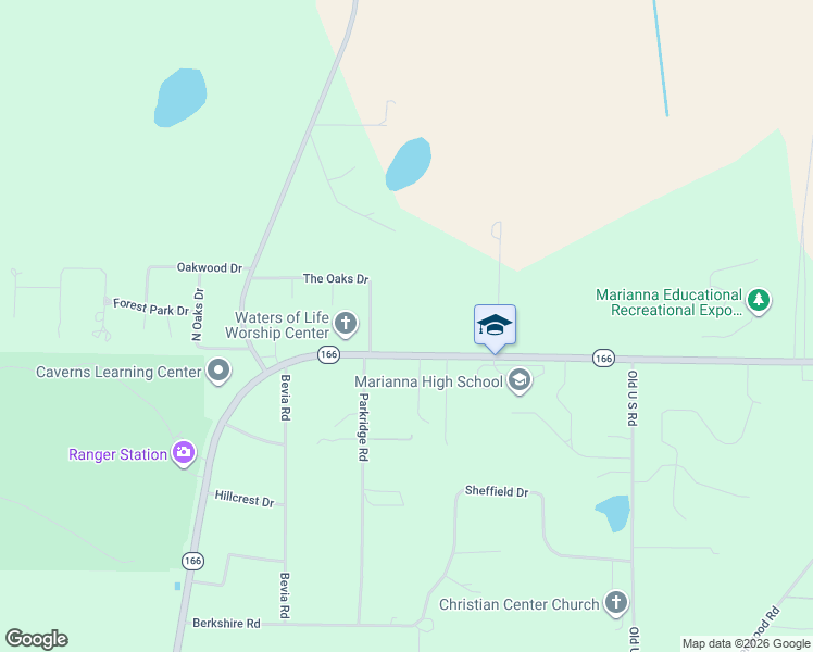 map of restaurants, bars, coffee shops, grocery stores, and more near 3479 Caverns Road in Marianna