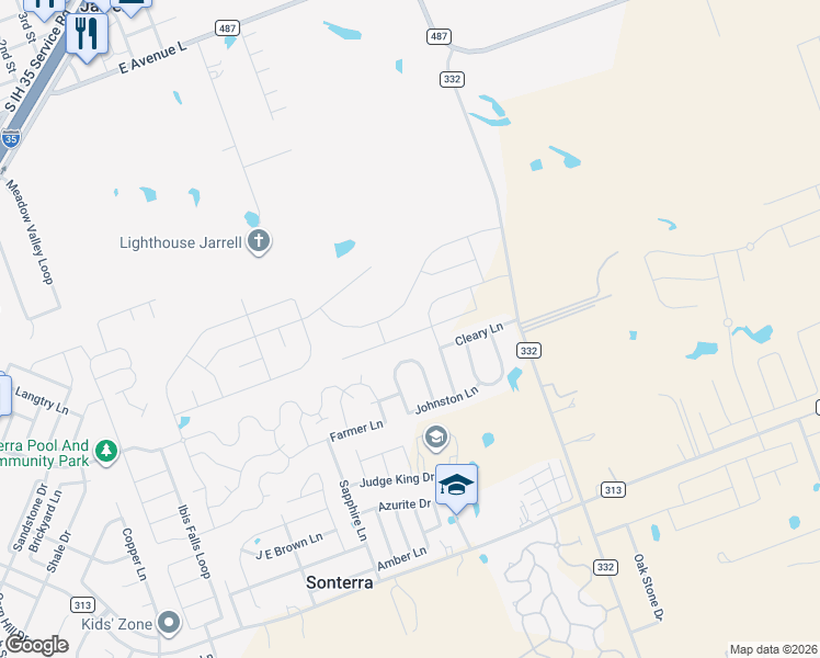map of restaurants, bars, coffee shops, grocery stores, and more near 245 Koontz Loop in Jarrell