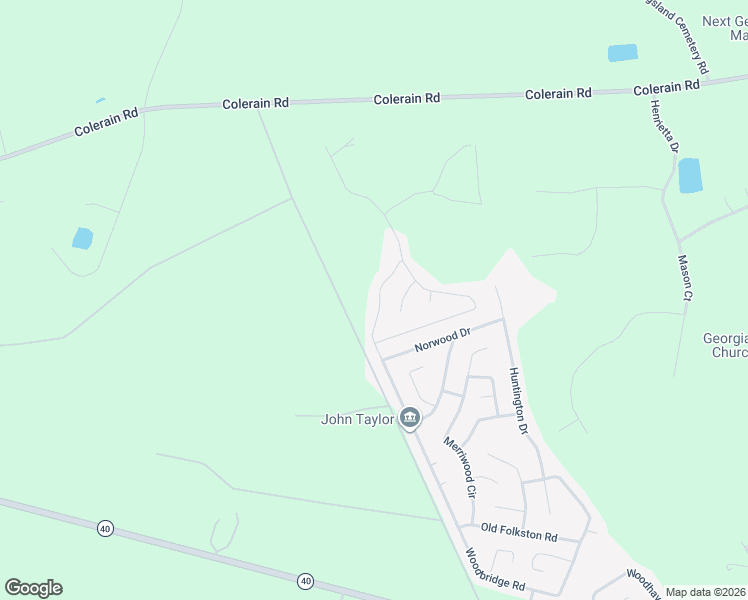 map of restaurants, bars, coffee shops, grocery stores, and more near 318 Woodbridge Road in Kingsland
