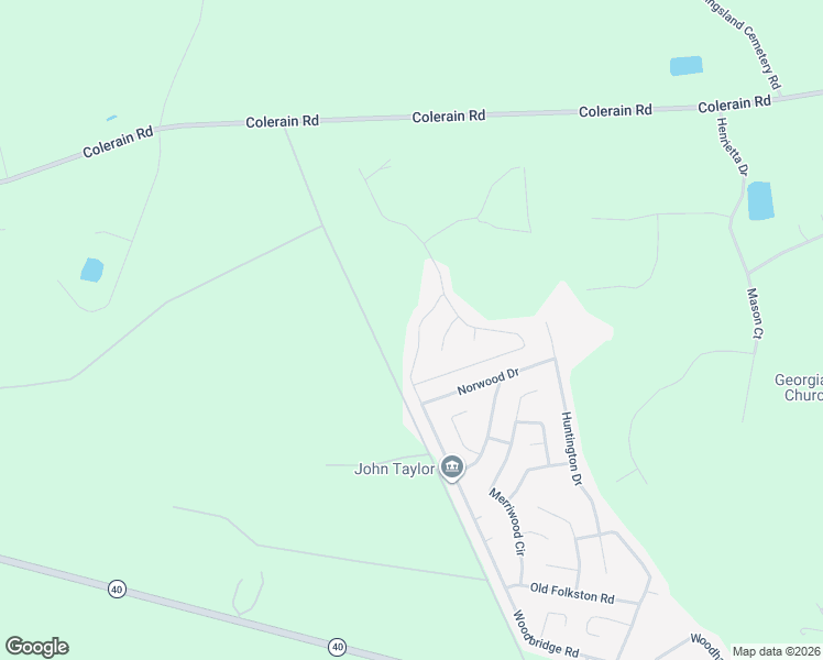 map of restaurants, bars, coffee shops, grocery stores, and more near 316 Woodbridge Road in Kingsland