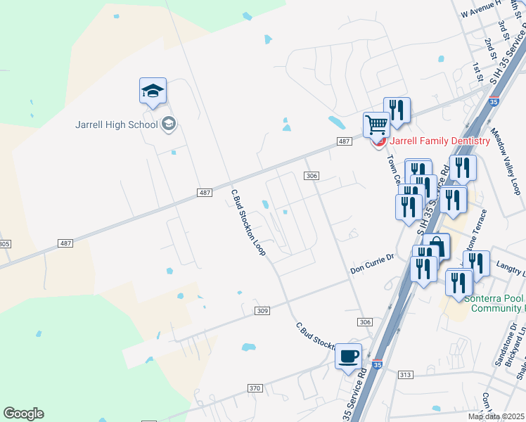 map of restaurants, bars, coffee shops, grocery stores, and more near 550 C.Bud Stockton Loop in Jarrell