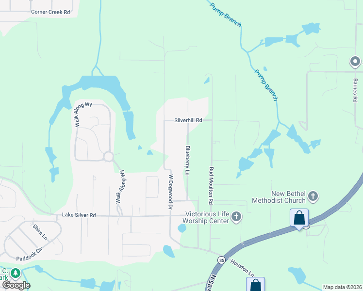 map of restaurants, bars, coffee shops, grocery stores, and more near 6082 Blueberry Lane in Crestview