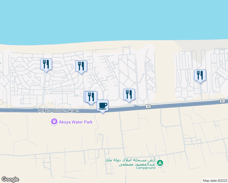 map of restaurants, bars, coffee shops, grocery stores, and more near Alexandria - Marsa Matrouh Road in North Coast
