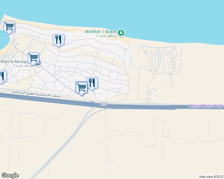 map of restaurants, bars, coffee shops, grocery stores, and more near in El Alamein