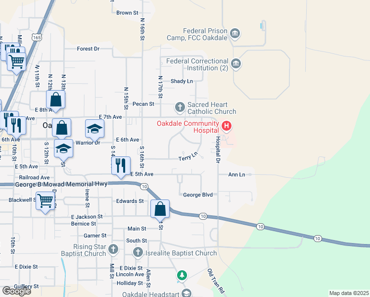 map of restaurants, bars, coffee shops, grocery stores, and more near 2-220 Julie Circle in Oakdale