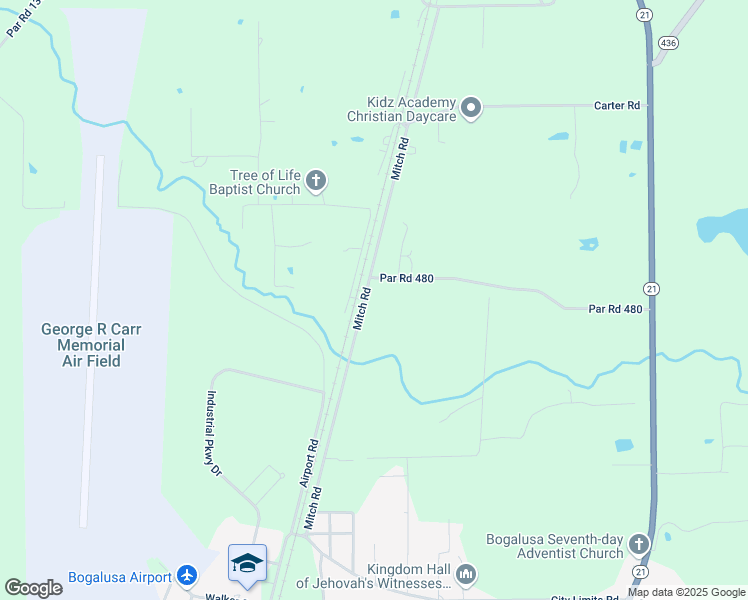 map of restaurants, bars, coffee shops, grocery stores, and more near 20198 Mitch Road in Bogalusa
