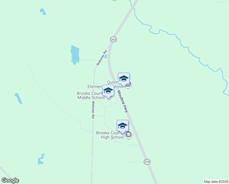 map of restaurants, bars, coffee shops, grocery stores, and more near Moultrie Road in Quitman